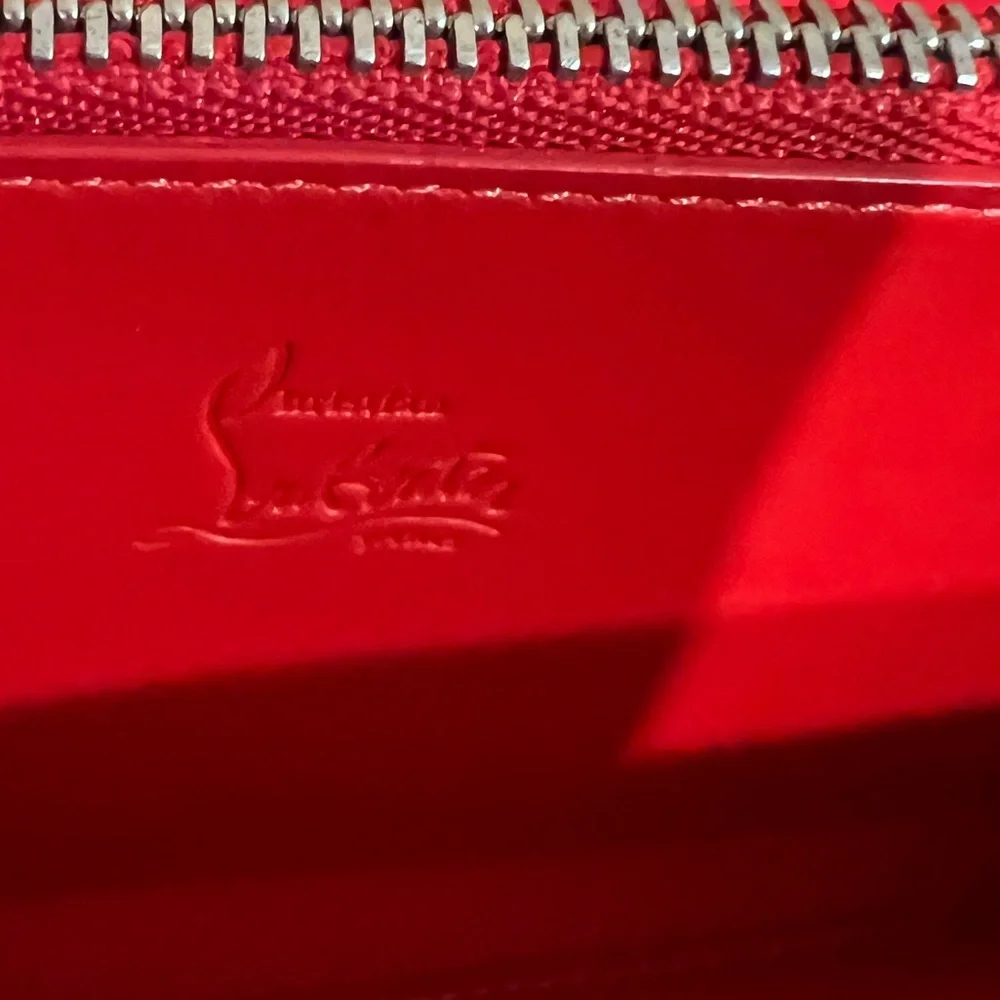 CHRISTIAN LOUBOUTIN Panettone Silver Leather Studded Zip Around Long Wallet - Picture 6 of 10